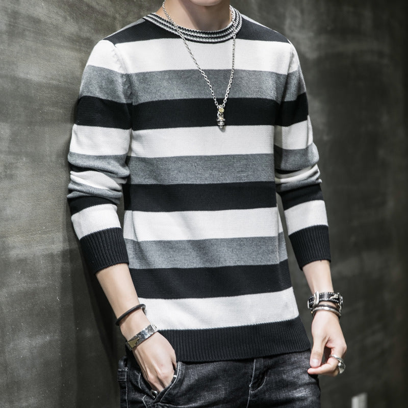 Herren gestreifter Pullover aus weichem Baumwollmix EB