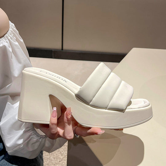 Damen Plateausandalen mit breiten Riemen EB
