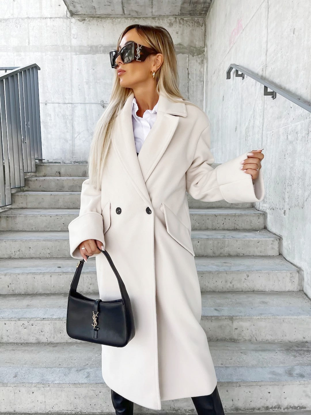 Damen Eleganter Oversized-Wollmantel EB