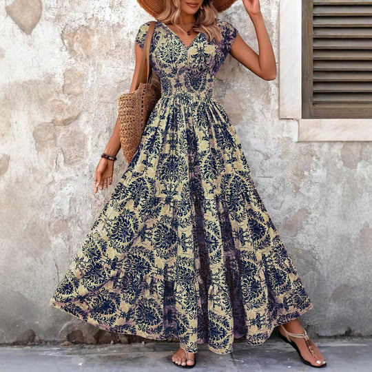 Damen Maxikleid mit floralem Muster und taillierter Passform EB