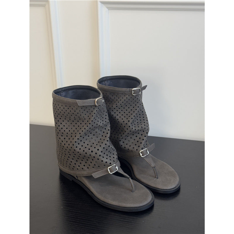 Damen modische Stiefeletten mit perforiertem Design EB