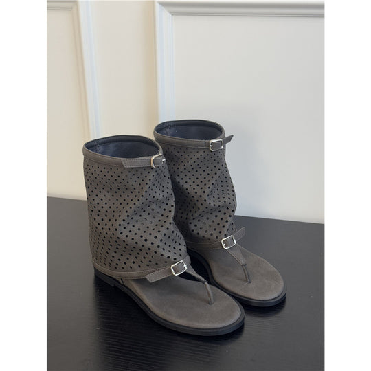 Damen modische Stiefeletten mit perforiertem Design EB