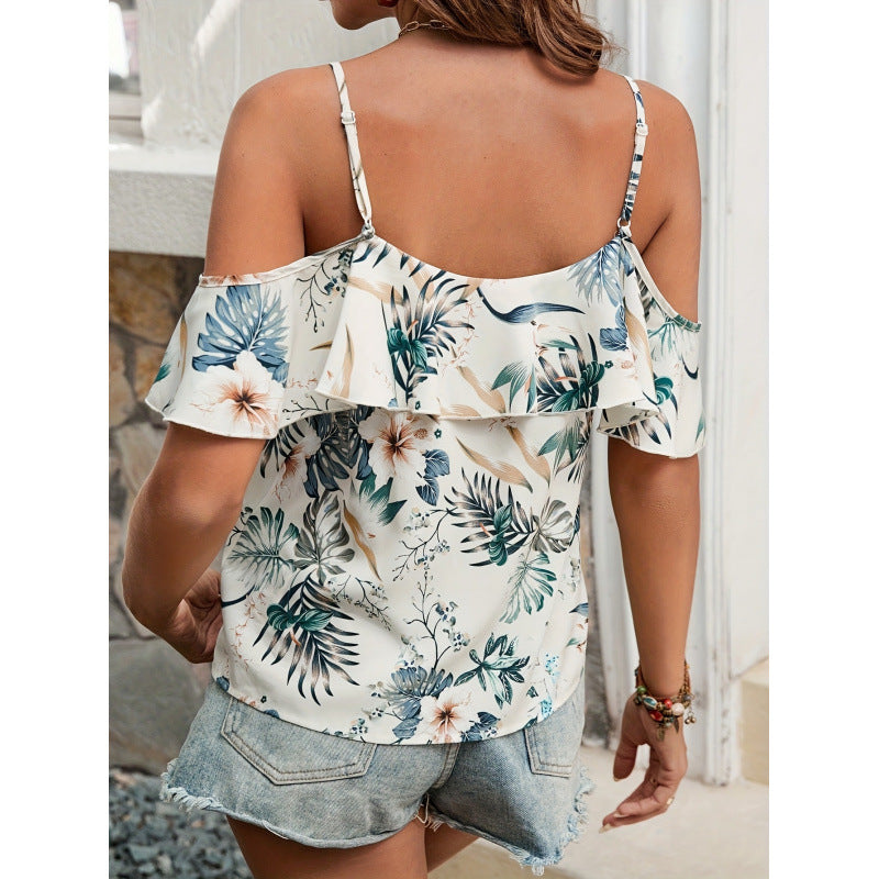 Damen Bluse mit Rüschendetails und offenen Schultern EB