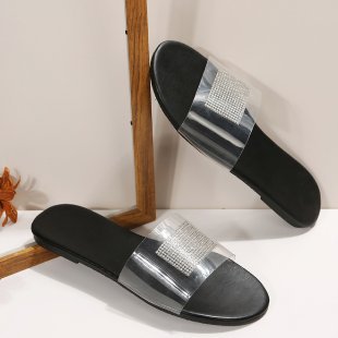 Damen Glamouröse Slides mit funkelnden Strass-Applikationen EB