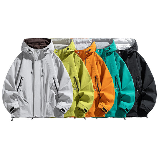 Unisex leichte winddichte Outdoorjacke mit Kapuze, wasserabweisender Außenhülle und verstellbarem Saum EB