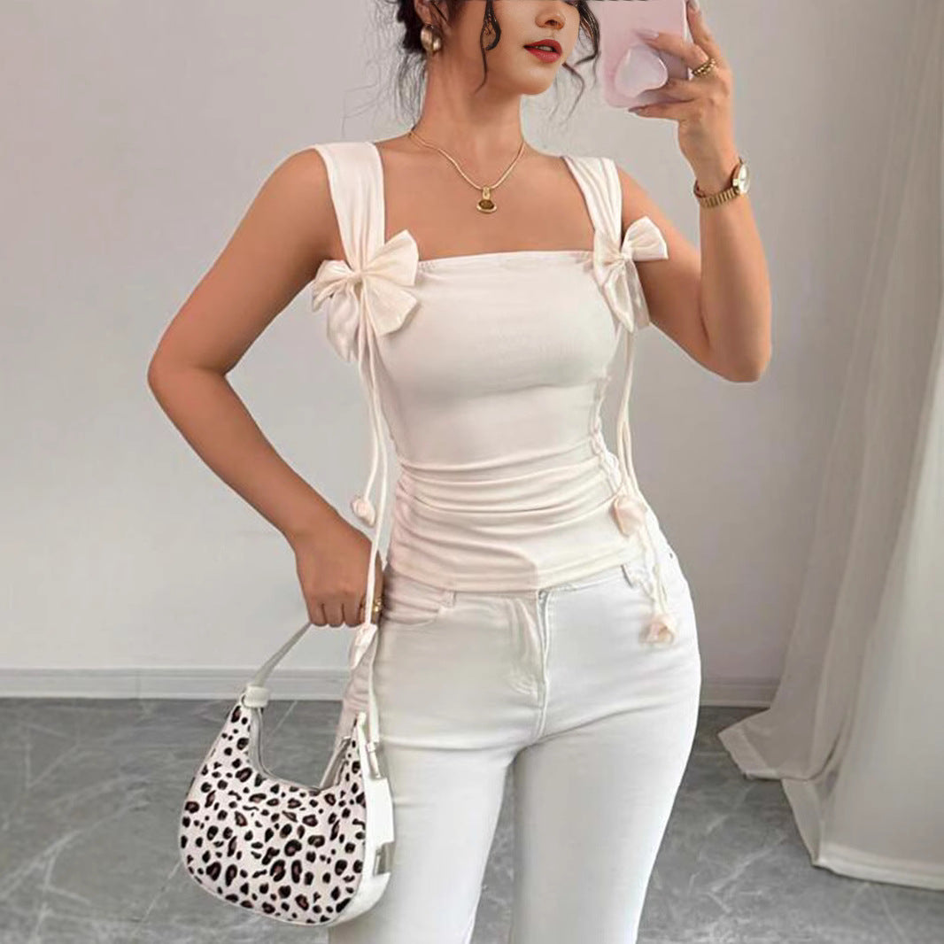 Damen Cropped Top mit verspielten Schleifendetails EB