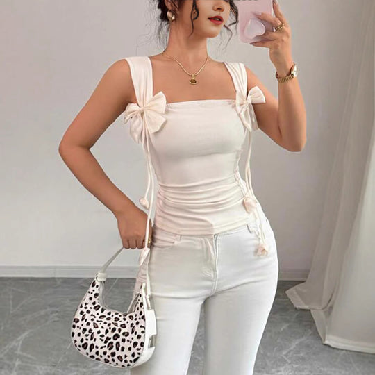 Damen Cropped Top mit verspielten Schleifendetails EB