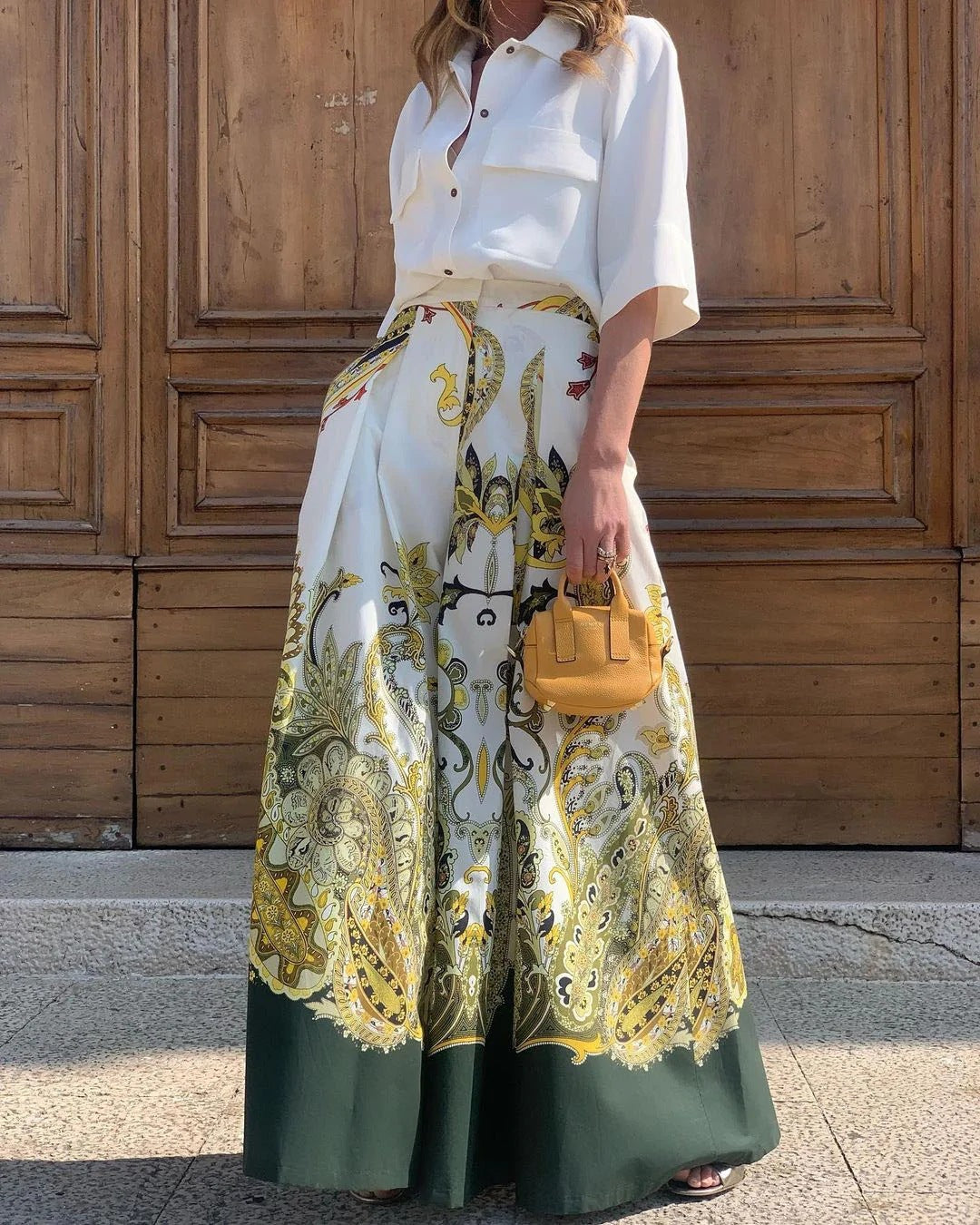 Damen Weit geschnittene Palazzo-Hose mit opulentem Muster EB