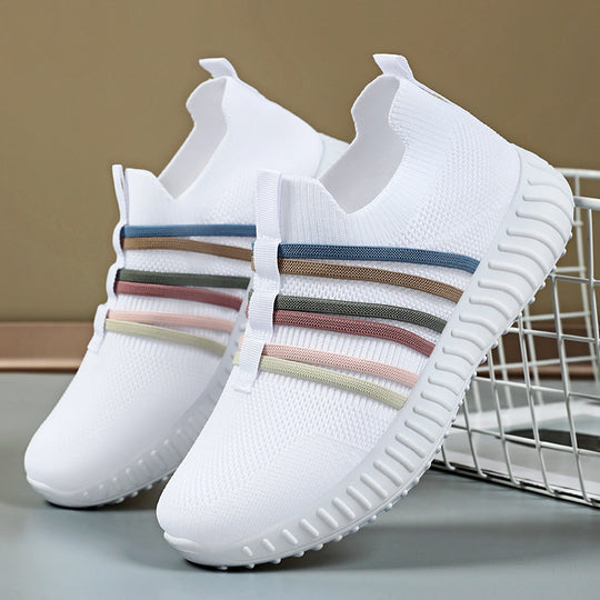 Damen Atmungsaktive und flexible Slip-On Sneakers mit elastischem Band EB