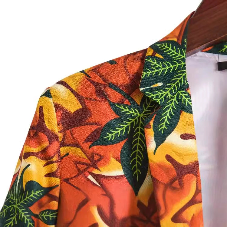 Damen Blazer im tropischen Blätterdesign EB