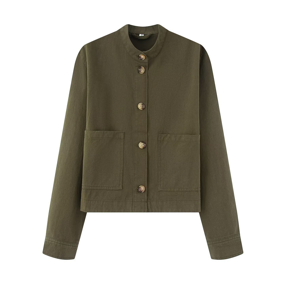 Damen Baumwolljacke mit Knopfleiste und praktischen Taschen EB