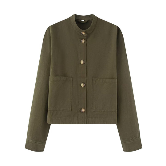 Damen Baumwolljacke mit Knopfleiste und praktischen Taschen EB