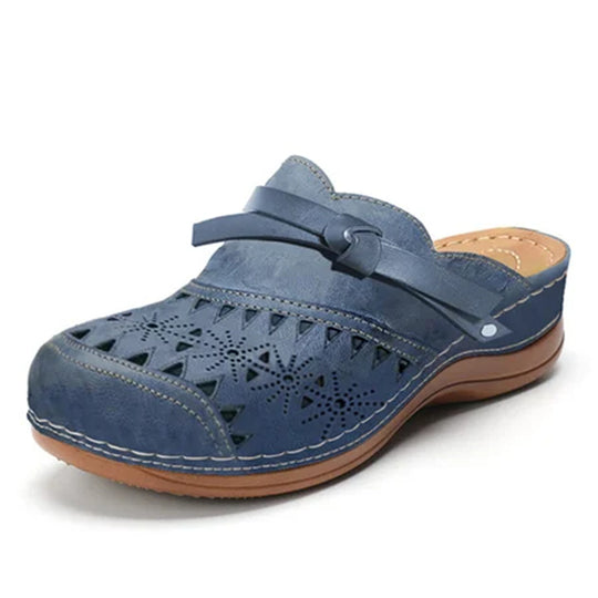 Damen Komfort Clogs mit modischem Lochmuster und dekorativem Riemen EB