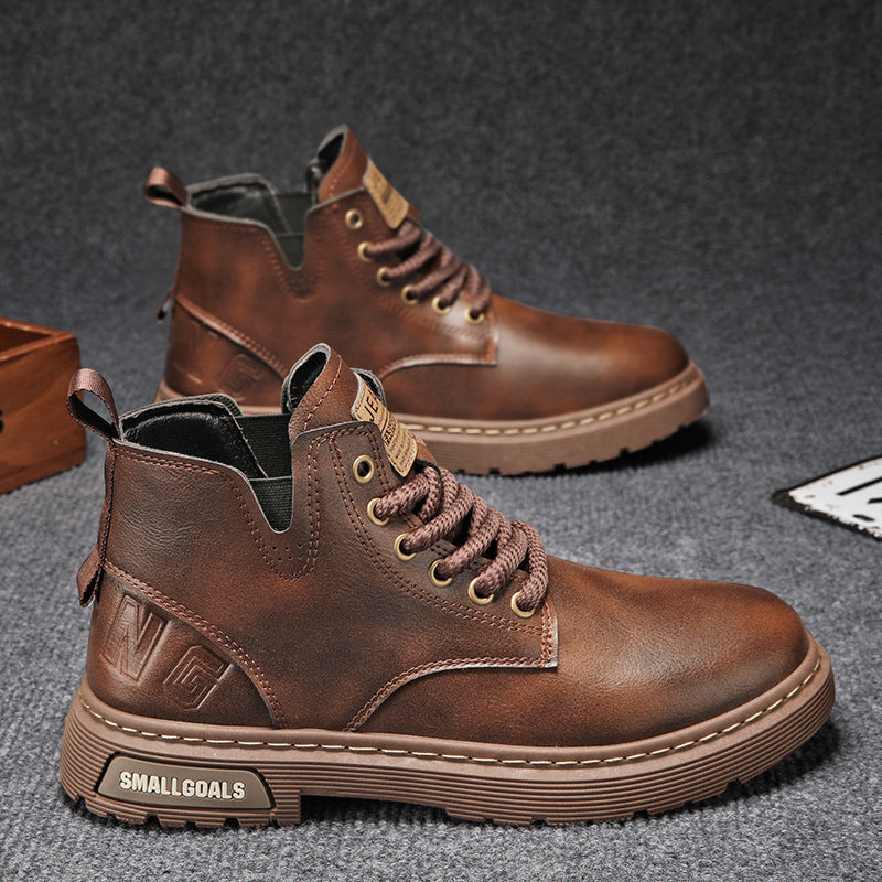 Damen hochwertige Leder Stiefeletten im lässigen Design EB