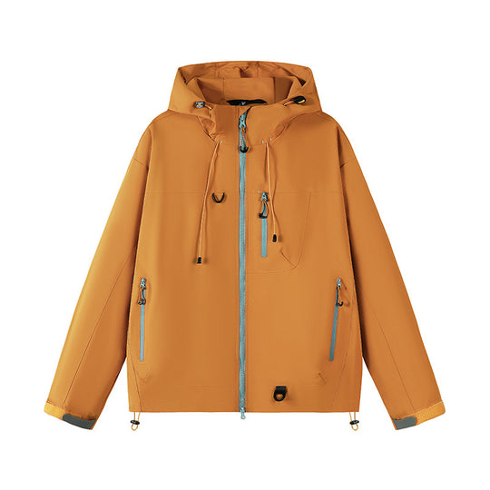 Herren technische Outdoor-Jacke mit verstellbarem Kapuzendesign und zahlreichen Reißverschlusstaschen EB