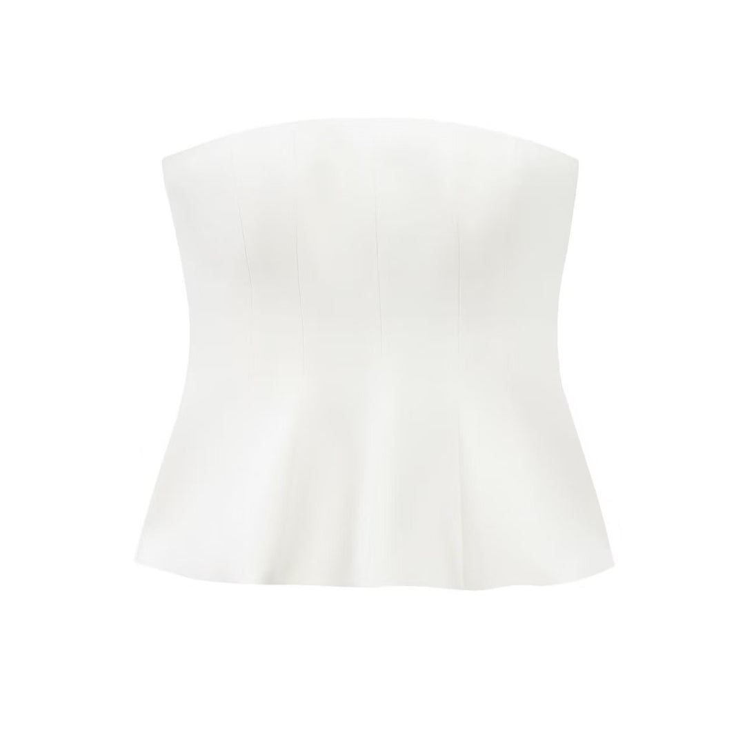 Damen Bustier-Oberteil mit figurformendem Schnitt und elegantem Plissee EB