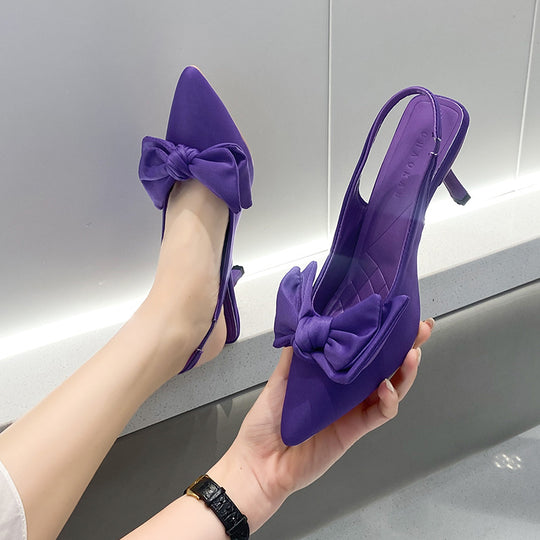 Damen elegante Slingback-Pumps mit modischem Schleifen-Detail und komfortablem Blockabsatz EB