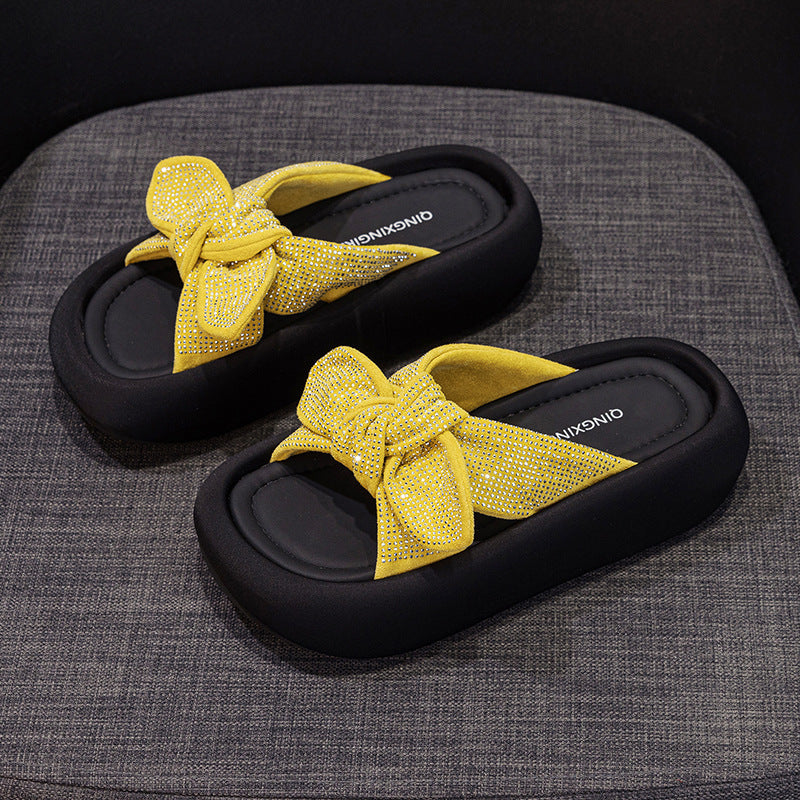 Damen Komfortable Plattform-Sandalen mit schickem Schleifen-Detail EB