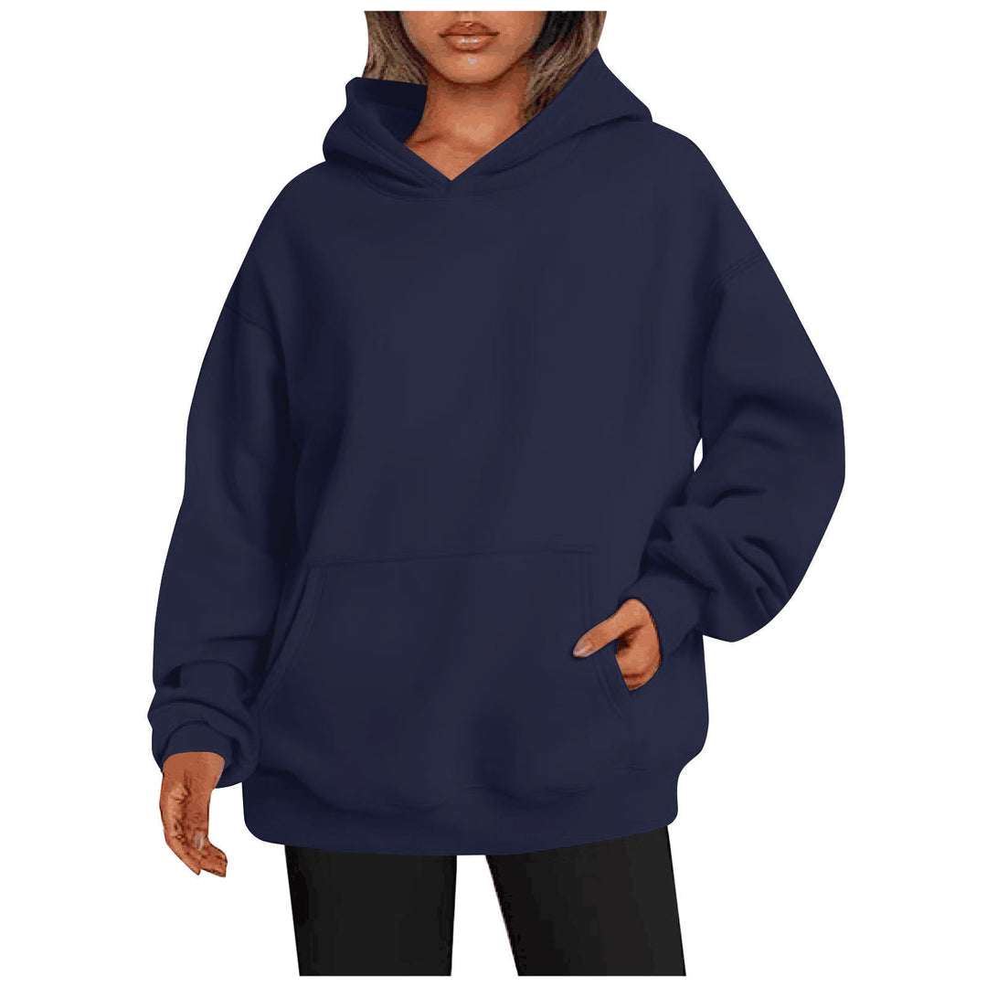 Damen nan Oversize Kapuzenpullover aus weicher Baumwollmischung mit Kängurutasche EB