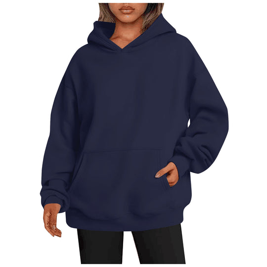 Damen nan Oversize Kapuzenpullover aus weicher Baumwollmischung mit Kängurutasche EB