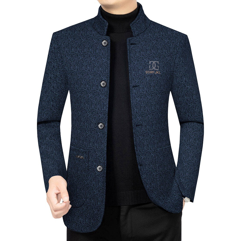 Herren Moderner Stehkragen-Blazer im Travel-Stil mit wattierter Innenfütterung EB