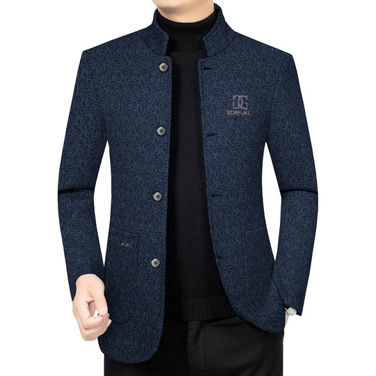 Herren Moderner Stehkragen-Blazer im Travel-Stil mit wattierter Innenfütterung EB