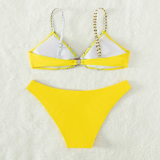 Damen Bikini-Set mit floralem Design und hochgeschnittenem Slip EB
