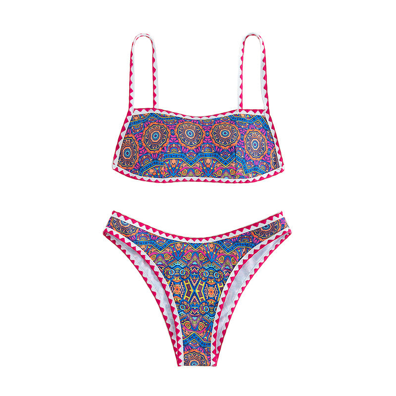 Damen Bandeau-Bikini mit trendy ethnic-muster EB