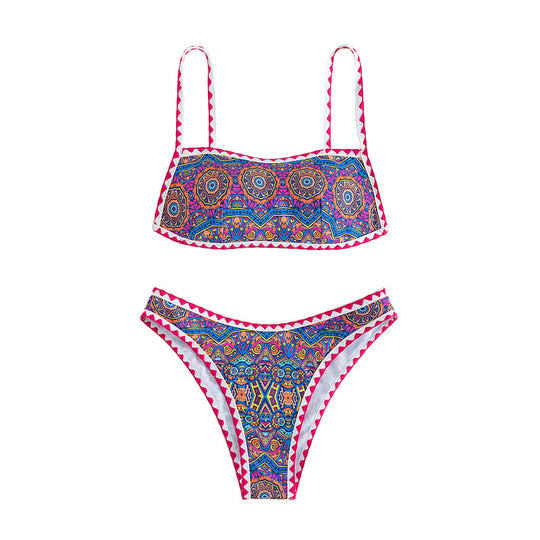 Damen Bandeau-Bikini mit trendy ethnic-muster EB