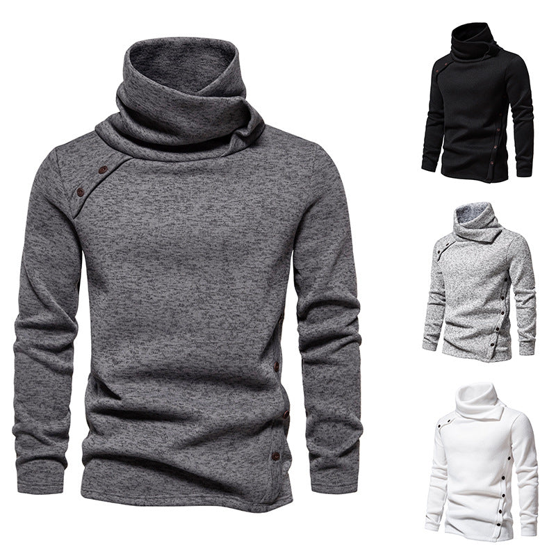 Herren modisches Kapuzenpullover mit asymmetrischem Design und Knopfdetails EB