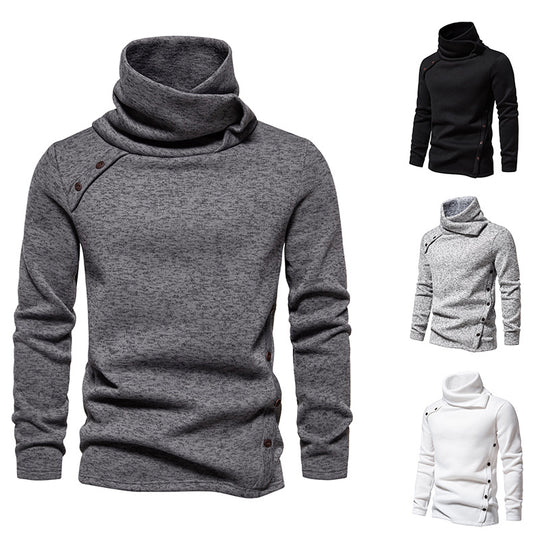 Herren modisches Kapuzenpullover mit asymmetrischem Design und Knopfdetails EB