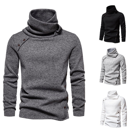 Herren modisches Kapuzenpullover mit asymmetrischem Design und Knopfdetails EB