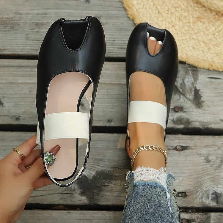 Damen elegante Zehentrenner-Sandalen mit elastischen Riemen EB