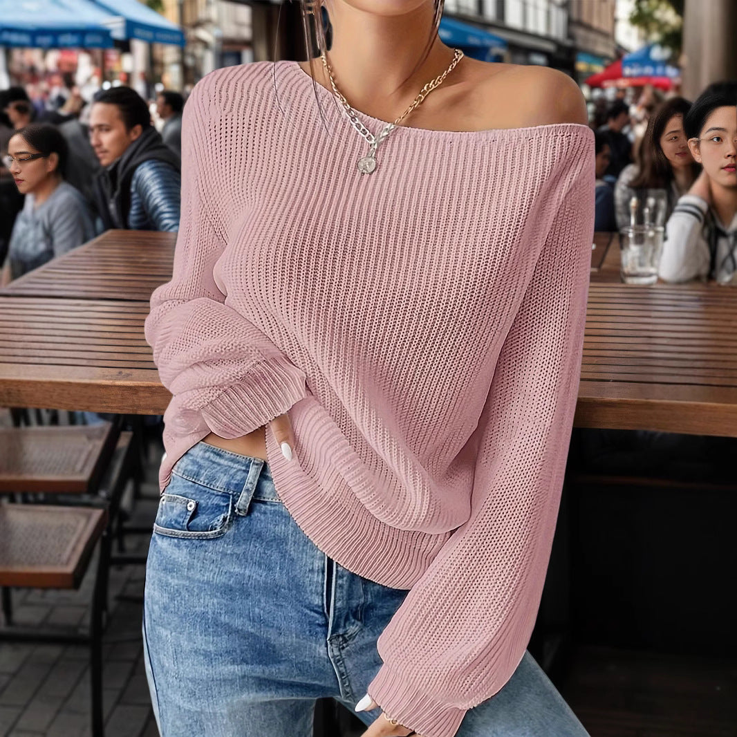Damen lässiger Pullover mit asymmetrischem Schnitt und überschnittenen Schultern EB