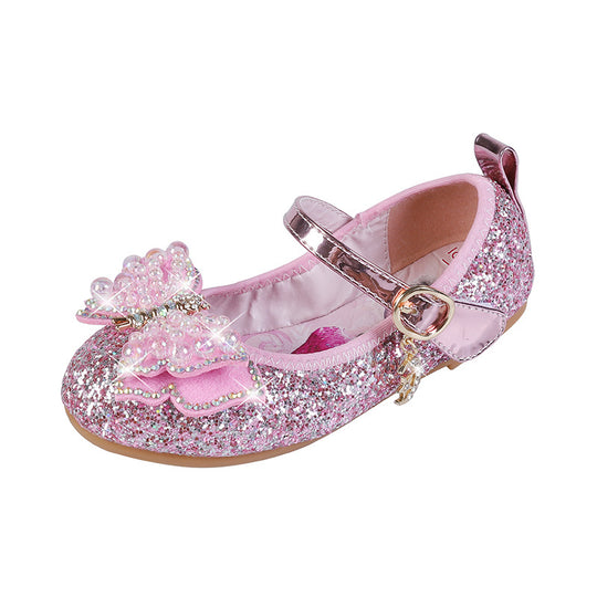 Mädchen Glitzernde Ballerinas mit Schleifenapplikationen EB