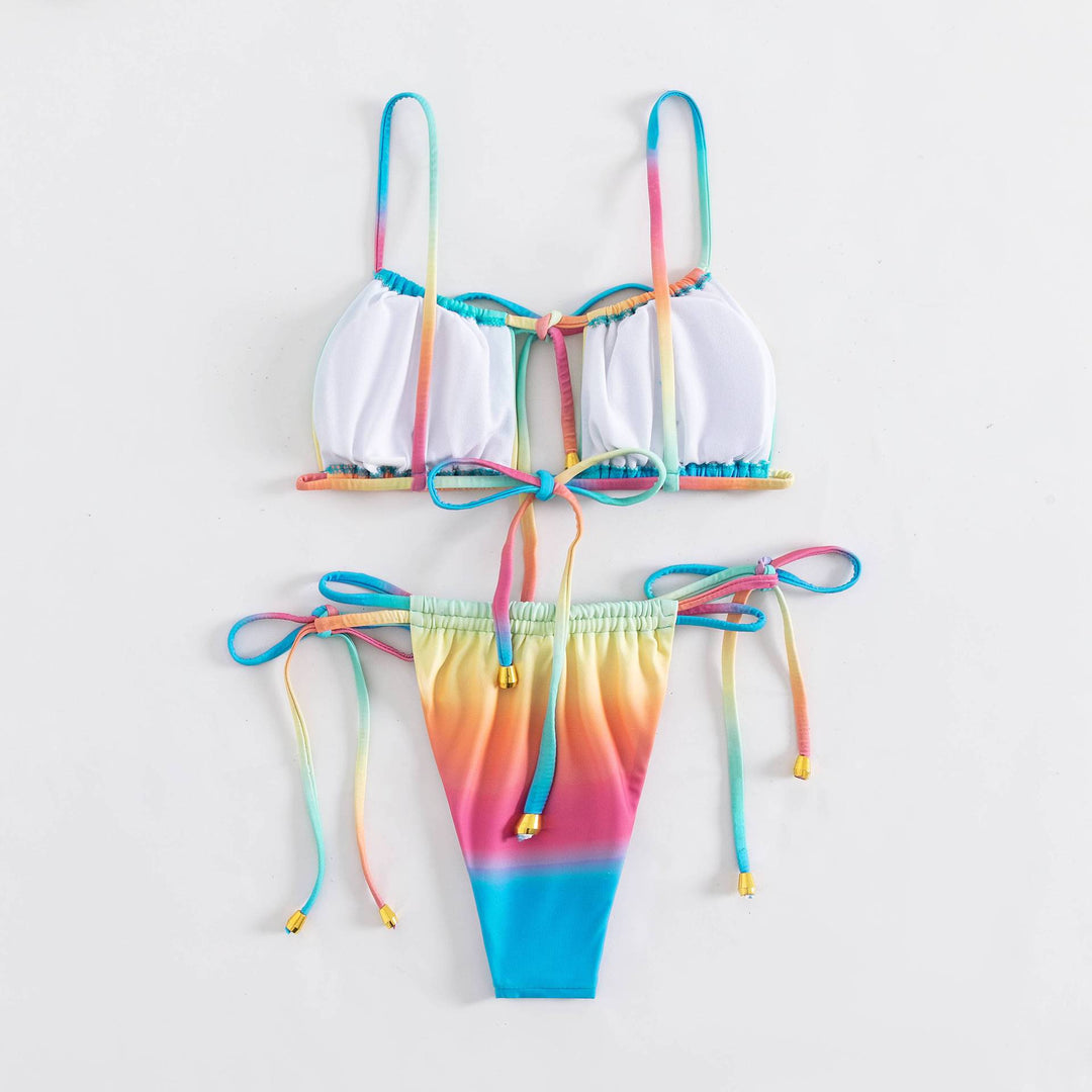 Damen Bikiniset mit verstellbaren Trägern und buntem Farbverlauf EB