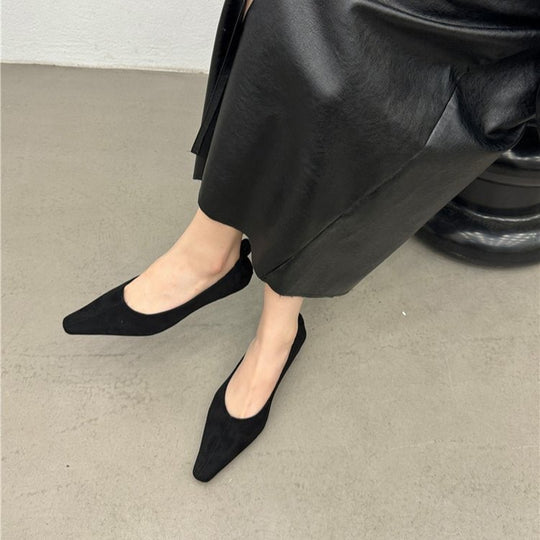 Damen Elegante Ballerinas mit spitzem Zehenbereich und feiner Velours-Oberfläche EB