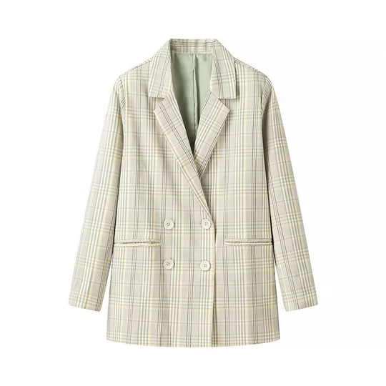 Damen elegante kariert Blazerjacke EB