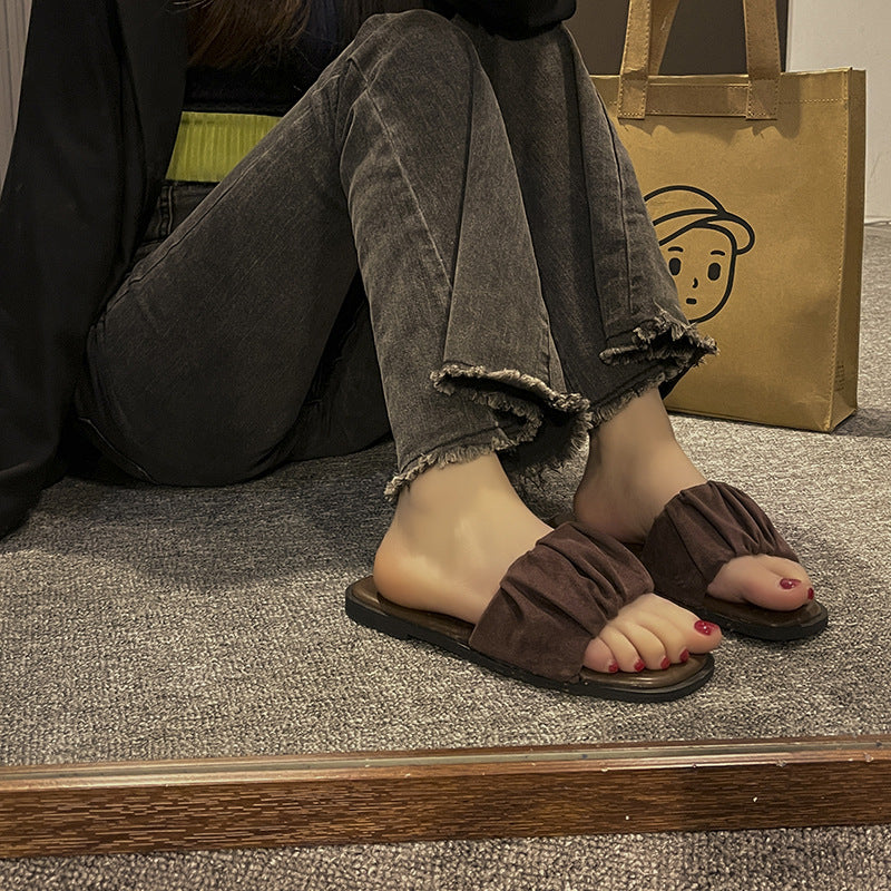 Damen Bequeme Mules mit dekorativem Riemendesign EB
