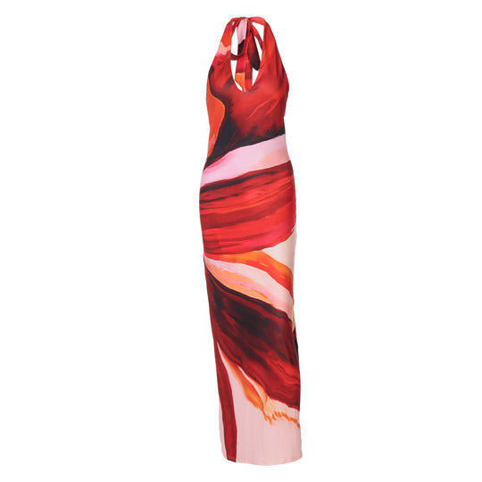 Damen Elegantes Maxikleid mit Halsband und raffinierten Farbverlauf EB