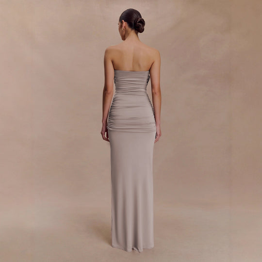 Damen Elegantes Minimalistisches Abendkleid mit Raffungen EB