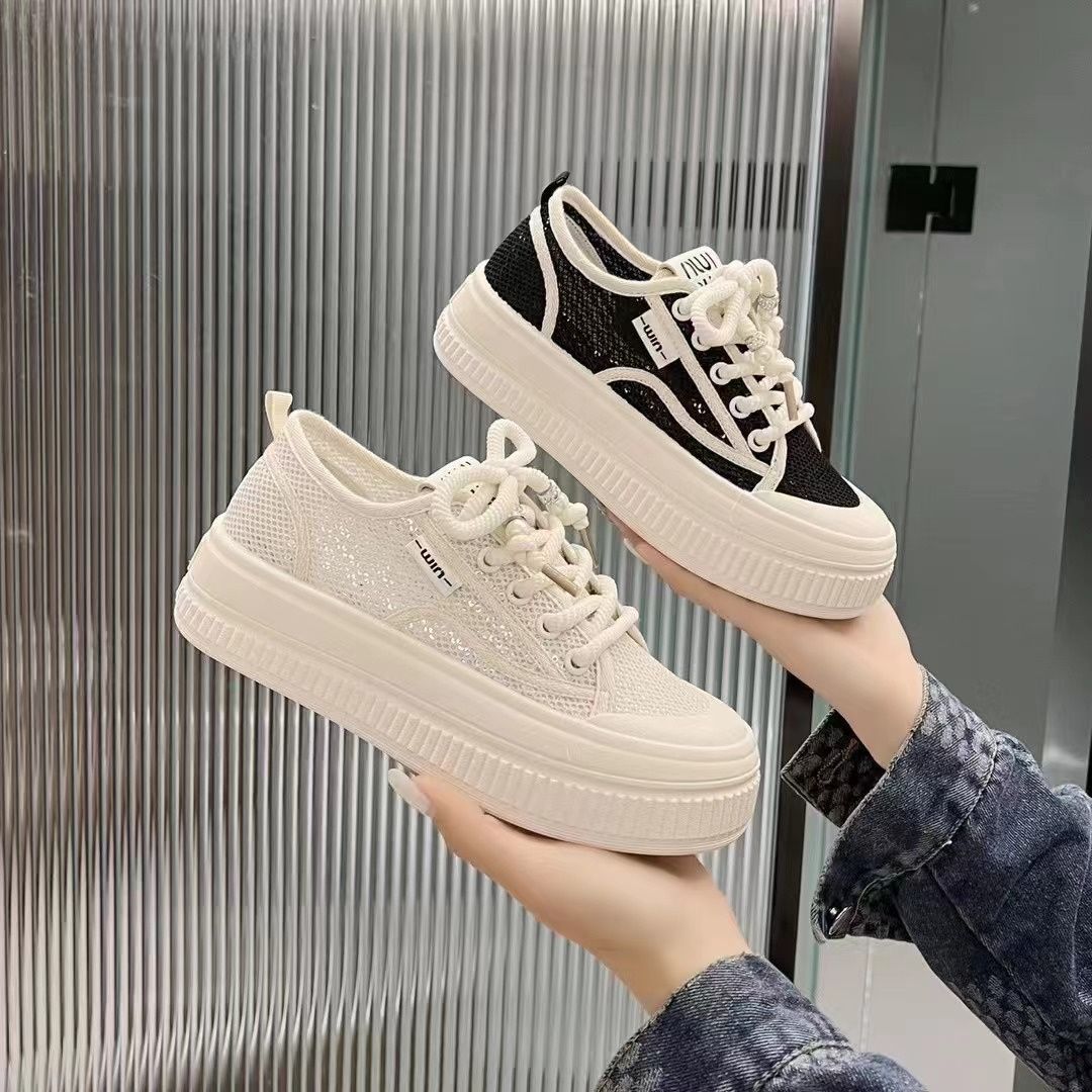 Damen Plateau Sneakers mit elegantem Design und atmungsaktiver Mesh-Oberfläche EB