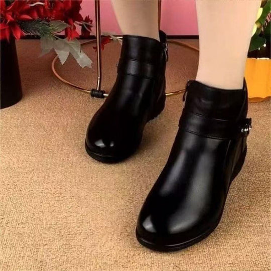 Damen Elegante Stiefeletten mit praktischem Reißverschluss und modischem Schnallen-Detail EB