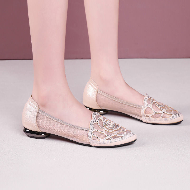 Damen Ballerinas mit eleganten Spitzen und flacher Sohle EB