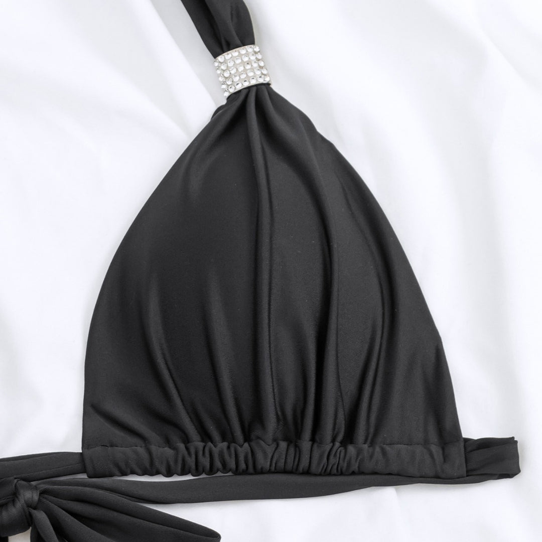 Damen Triangel-Bikini mit elegantem Metallverschluss und hohem Beinausschnitt EB
