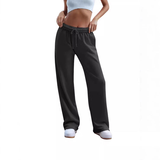 Damen nan weite Komfort-Loungehose mit hochgeschnittener Taille, elastischem Bund und Kordelzug EB