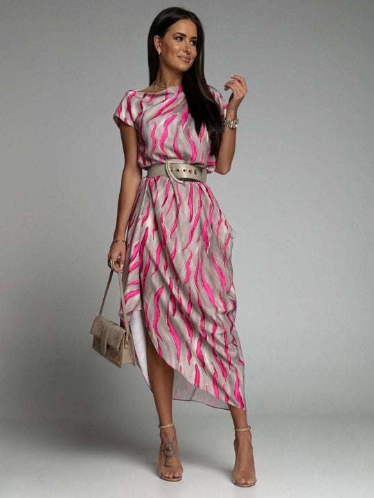 Damen Maxi-Kleid mit elegantem Wickel-Design und seitlichem Gürtel EB