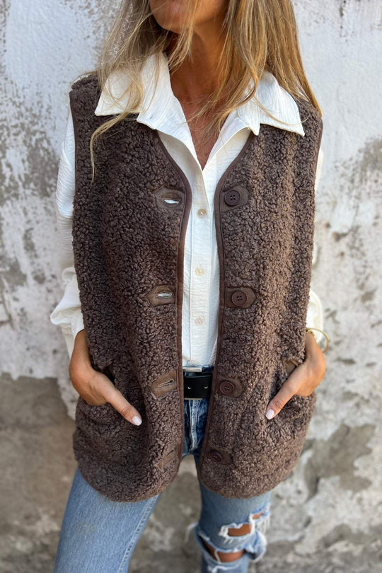 EB | Sherpa Knopf Weste Jacke