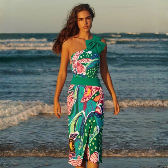 Damen Badeanzug Set mit farbenfrohem Muster EB