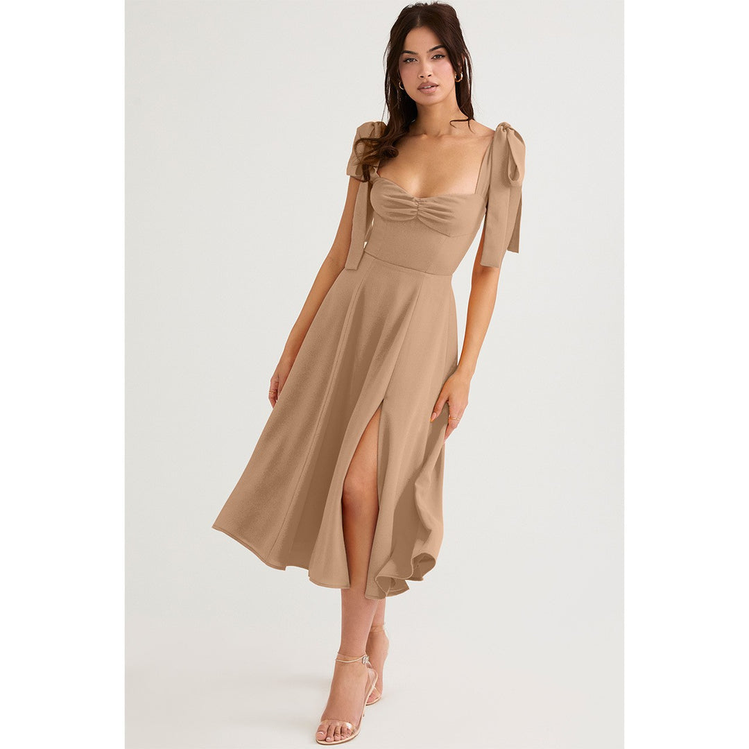 Damen Maxikleid mit verstellbaren Trägern und seitlichem Schlitz EB
